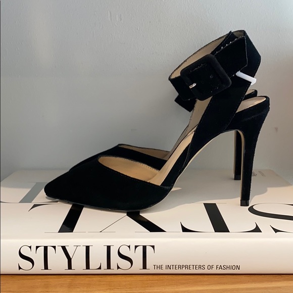 Lola Black Suede Buckle Pumps - Picture 6 of 12